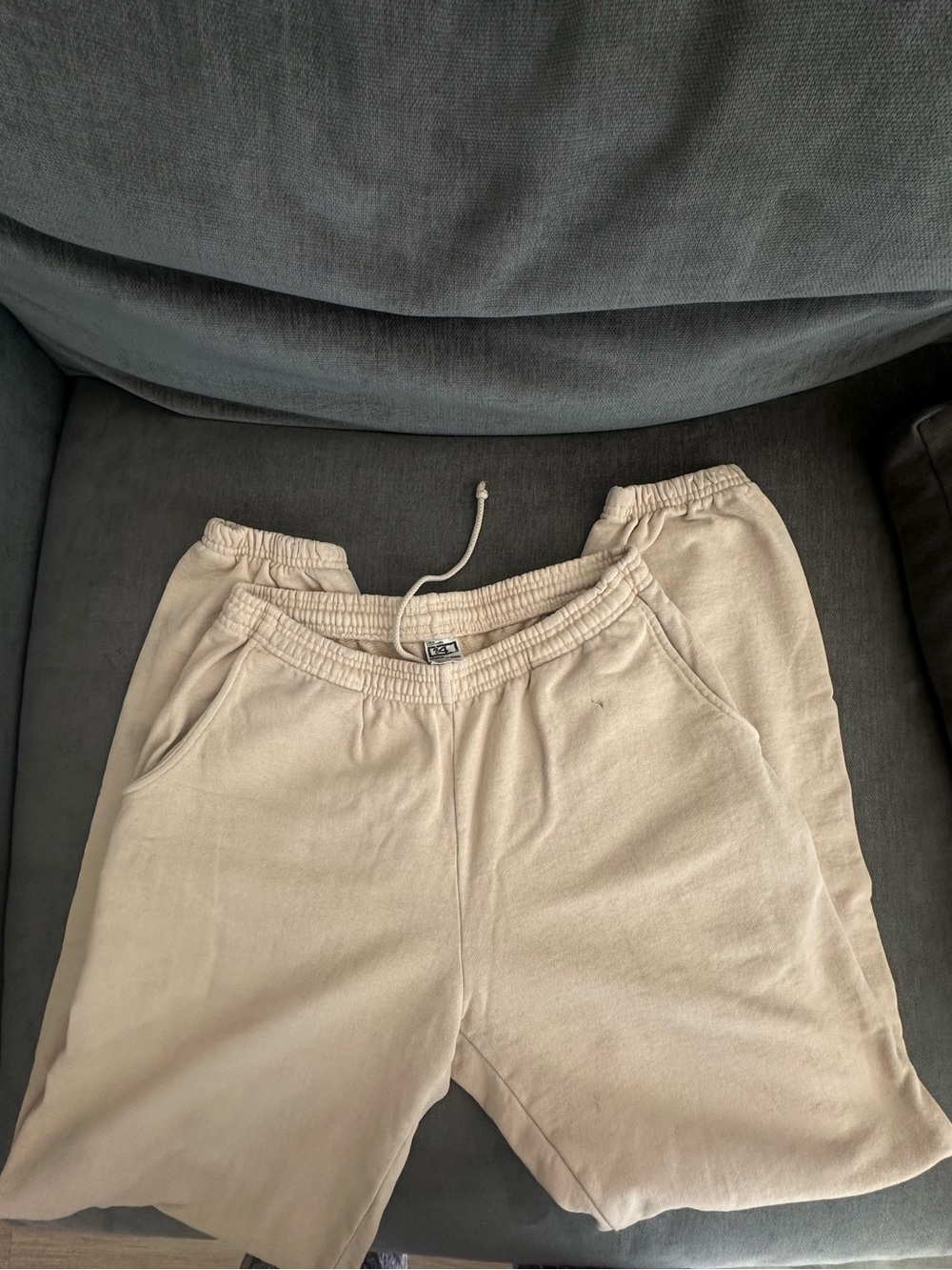 Los Angeles Apparel Beige Drawstring Athletic Shorts